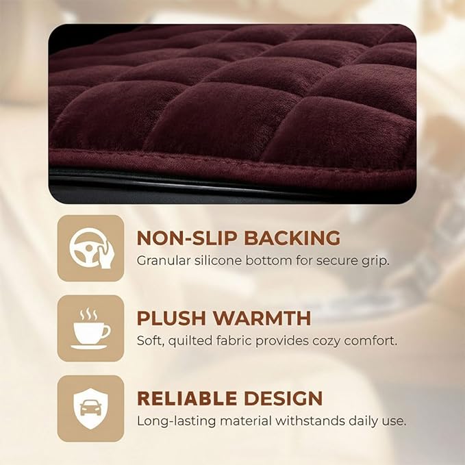 YoRise Car Seat Cushion, Soft Plush Auto Seat Pad with Storage Pocket, Car Driver Seats Protector Cover with Non-Slip Rubber Bottom, Winter Vehicle Accessory for SUV, Truck, Home, Office (Red)