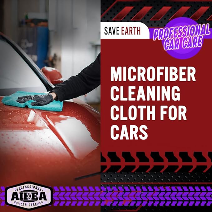 AIDEA Microfiber Cleaning Cloth, 50PK, Microfiber Towels for Cars, Premium Wash Cloths, Dusting Cloth Cleaning Rags, Absorbent Towels for SUVs, House, Kitchen, Window, Cleaning Supplies12×12"