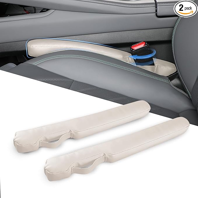 Homaupt Leather Car Seat Gap Filler Universal for Car Truck SUV to Block The Gap Between Seat and Console Stop Things from Dropping 2 Packs Beige
