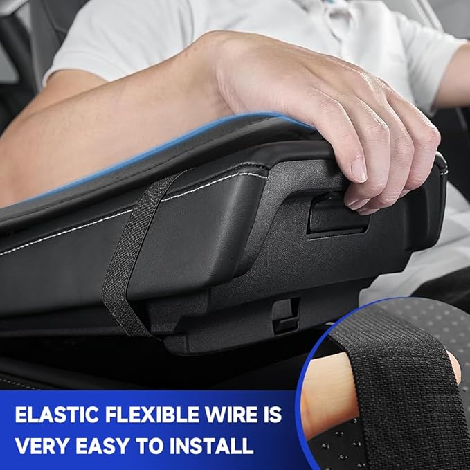Car Center Console Cushion Pad, Arm Rest Cover for Car, Leather Waterproof Auto Armrest Seat Box Protector, Auto Armrest Storage Box Accessories Fits for Most Vehicles, SUVs, Trucks (White)