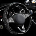 2 PCS Steering Wheel Cover, Segmented Car Wheel Covers with Crystal Rhinestones, Non-Slip Protector Bling Sparkly Decoration for Most Steering Wheels, Car Accessories (Black)