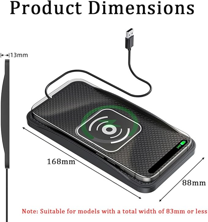 Wireless Car Charger Pad for Honda Pilot 2003-2025, Type-C/USB 20W Car Wireless Charger Non-Slip Phone Charging Pad Car Accessories,B 30cm Cable USB Plug
