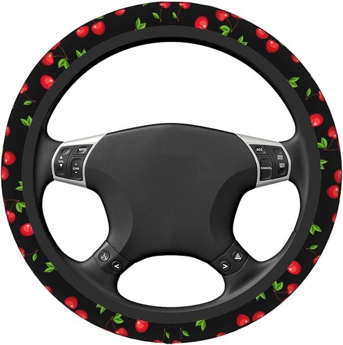 Cherry Steering Wheel Cover Neoprene Universal 15 Inches Car Steering Wheel Protector for Women Men