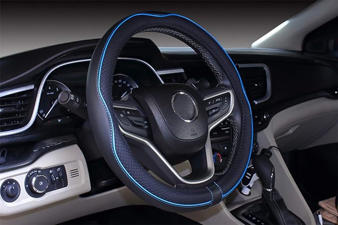 Mayco Bell 2019 New Microfiber Leather Car Extra Large Steering Wheel Cover for Big Trucks (18.3-18.7'', Light Blue)