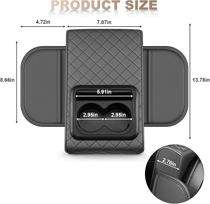 Center Console Cover Fit for Corolla Cross Faux Leather Car Armrest Cushion with Storage Bags, Cup Holder ＆ Phone Storage Multifunctional Middle Console Cover(Grey)