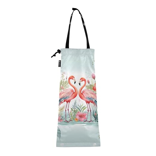 ALAZA Hanging Car Trash Bags Garbage Bag Trash Can for Back Seat Small Flamingo Floral Washable Storage Bag Retractable 2 Pack