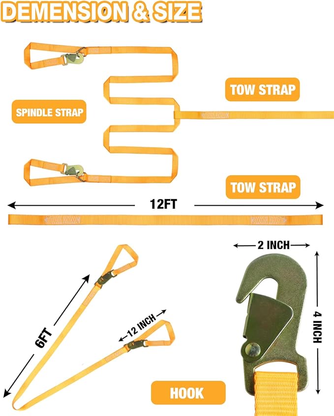Extra Long Snowmobile Tow Straps, 4400lb Break Strength, 19ft Heavy Duty ATV Towing Rope with Hooks for Seld Snowboards Emergency Safety Tool, Snowmobiles Trailer Accessories Kit, Snowmobile Gear