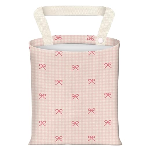 BEAKND Hanging Car Garbage Bag, Cute Car Trash Can Bag, Automotive Accessories for Women Men Cute Pink Checkerboard Bow