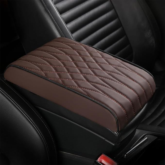 Car Center Console Armrest Mat for Subaru Forester SK SJ SH SG SF 5/4/3/2.Gen 2003-2023 2024 2025 Universal Armrest Seat Box Protector Cover Leather for SUV Truck Vehicle,Brown, normal