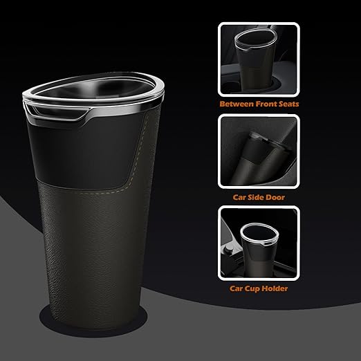 LoopTime Leakproof Car Trash Can,Mini Car Trash Bin for SUV and Truck,Small Removable Liner Cars Garbage Can,Waterproof Automotive TrashCan for Vehicle,Home,Office,Multipurpose,Easy to Clean (Black 2)