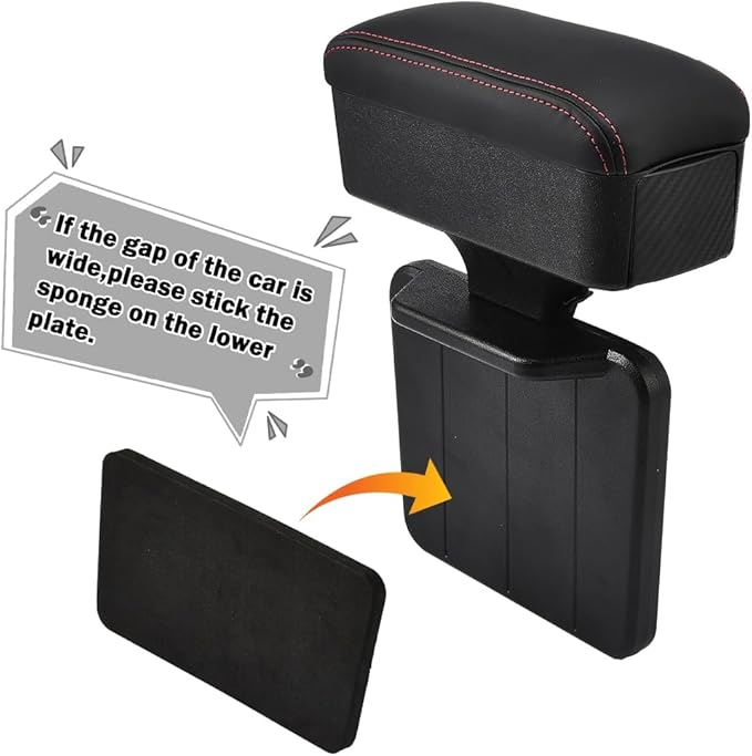 Automotive Armrests, Car Seat Gap Filler Organizer, Car Middle Center Console Arm Rest Cushion Extender with Cup Holder, Forearm Wrist Support Pad Adjustable Lift Elbow Tray (Black red line)
