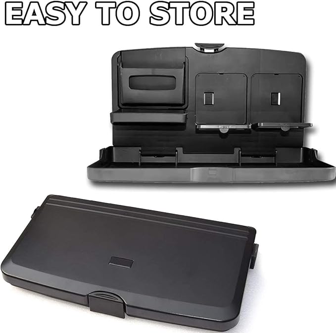 VaygWay Foldable Car Food Tray Holder Multi- Functional Portable Auto Food and Drink Tray – Black Eating Organizer Backseat Car Tray – Kids Table Holder Desk- Laptop, Meal (1 Pk Black)