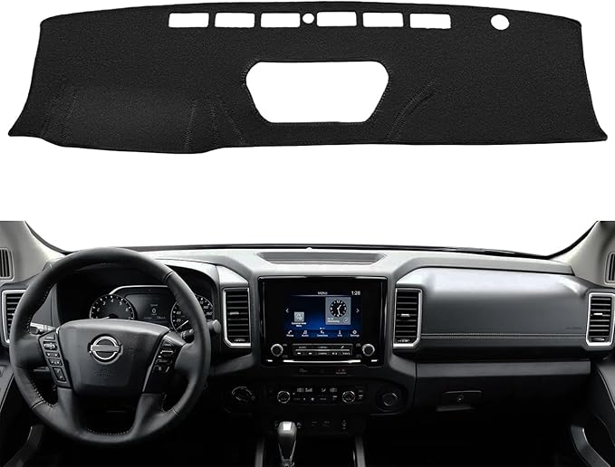 Yiz Dash Cover Mat Custom Fit for Nissan Frontier 2022 2023 2024,Dashboard Cover Pad Carpet (Black) J161