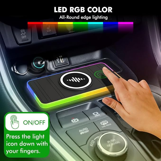 Magnetic Wireless Car Charger Pad, LANSEMKU RGB 15W Wireless Car Charging Pad for Magsafe Wireless Charger for Car iPhone 16 15 14 13 12 11 Pro Max, for Samsung Galaxy S24/23/S22/S22+/S22 Ultra