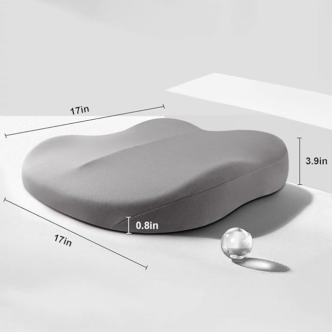 Car Seat Cushion, Memory Foam Car Seat Cushion, Cushions for Sciatica, Pain Relief for Long Sitting, Ergonomic Cushion for Office Chair, Grey