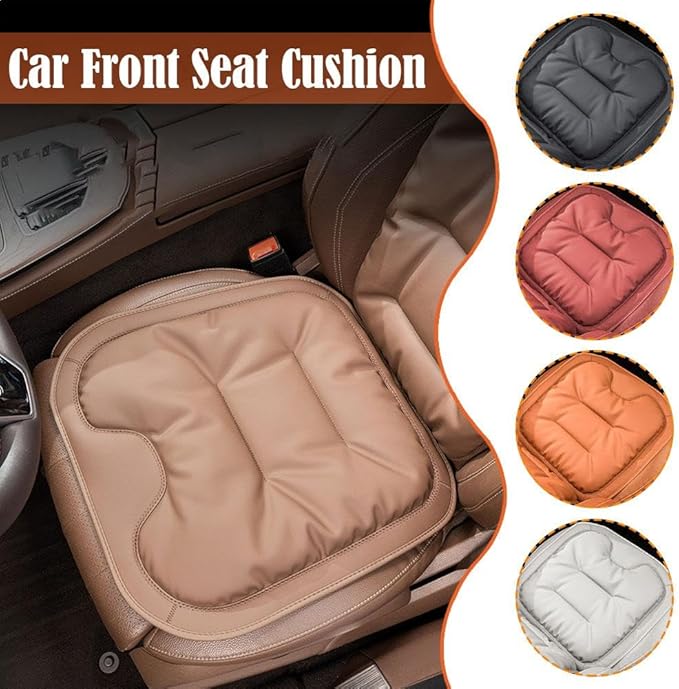 Car Seat Cushion, 2025 New Skin-Friendly Leather Seat Cushions, Skin-Friendly Leather Seat Cushions, Front Bottom and Rear Seat Cushions for Auto Office (Black 1set)