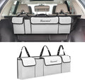 Car Trunk Organizer and Storage, Backseat Hanging Organizer for SUV, Truck, MPV, Waterproof, Collapsible Cargo Storage Bag with 4 Pockets, Car Accessories for Men and Women (Beige)