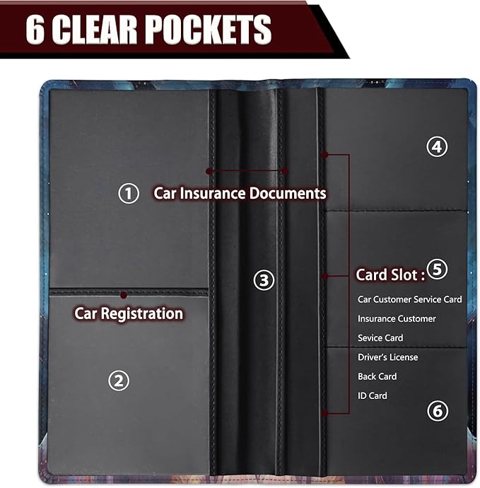 Car Registration and Insurance Holder, PU Leather Auto Document Holder for Men&Women, Vehicle Glove Box Compartment Organizer with Magnetic Shut for Driver's License, Golden Retriever Dog Pattern
