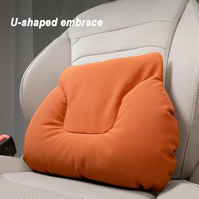 Car Neck Pillow Set for Honda Civic Si 2017 2018 2019 2020 2021 2022 2023 2024 2025, Leather Car Headrest Lumbar Support Waist Backrest Head Support Cushion,BeigeWhite