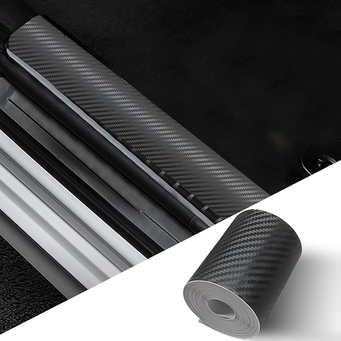 Carbon Fiber Car Door Edge Guards, 3D Vinyl Car Door Sill Protector Wrap Film Auto Door Trim Strips, Anti-Scratch Anti-Collision Adhesive Tape Auto Bumper Door Entry Guard for Most Cars (2"x394")