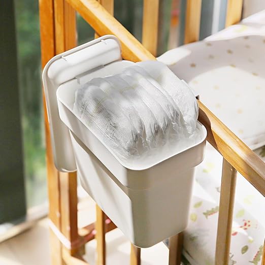 0.8 Gallon Hanging Small Trash Can with Lid for Cupboard/Bathroom/Bedroom/Office/Camping,7.7 x 4.75 x 6.7 inches, White