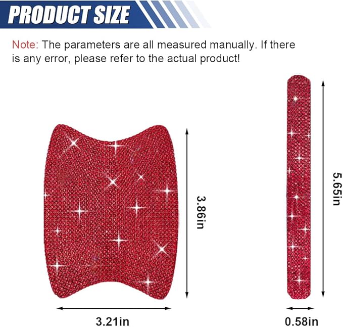 10PCS Bling Car Door Handle Protector, Crystal Rhinestone Anti-Scratch Car Bowl Decoration Sticker Decal, Universal Auto Exterior Door Protective Covers Accessories for Women (Red)