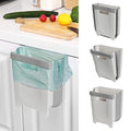 Hanging Collapsible Trash Can - 9L Wall Mounted Foldable Waste Bin for Kitchen Cabinet Door - Quickly Clean Counter, Sink, Bathroom - RV, Car, Camping Folding Garbage Basket (White)