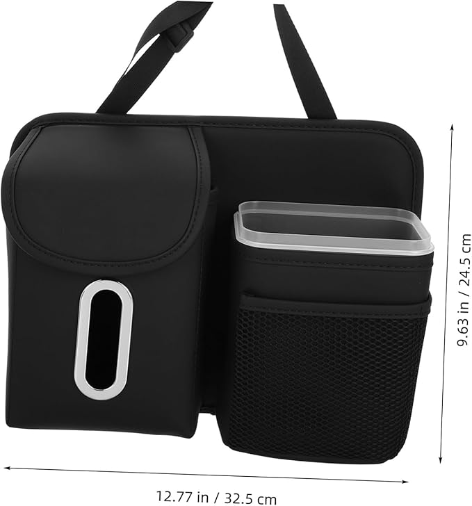 Mikinona Vehicle Backseat Organizer Tissue Box Holder and Cup Holders Multifunctional Car Storage Bag for Back Seat Space-saving Design Construction