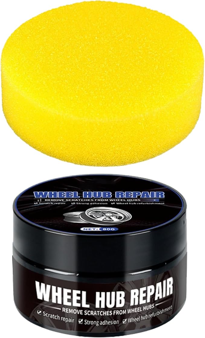 Car Wheel Cleaner - 80g Dust Removal Agent, Sponge Tool, Hub Polishing Gel, Scratch Protection Formula, Shine Restorer | Effective Cleaning Agent for Repair Maintenance Auto Detailing DIY Enthusiasts