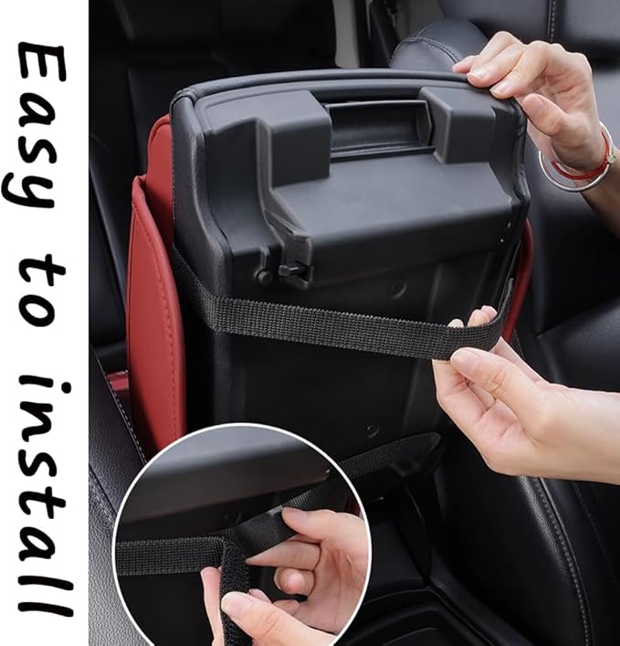 Car Armrest Cushion for Buick Enclave 2008–2025 2026 C1XX,Multifunctional Car Armrest Heightening Pad,Car Center Console Cover,Waterproof Nappa Leather Arm Rest Protector,Red