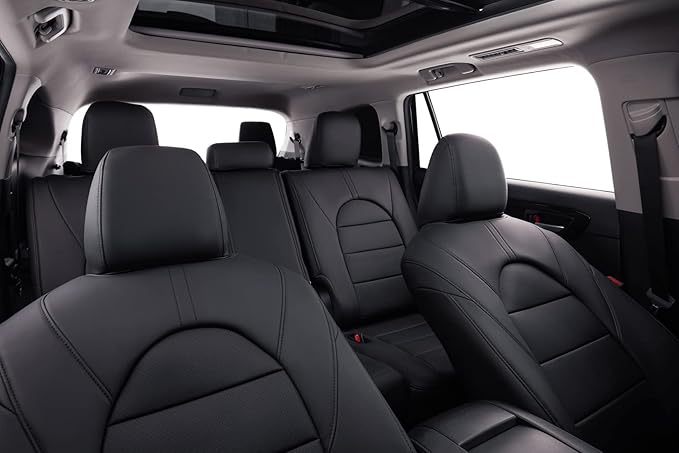 coverdream Grand Highlander Seat Covers for 2024 2025 2026 Toyota Grand Highlander SUV,2nd Row 40/60 Split,Fully Covered,Luxury Leather Car Seat Protector(Full Set,Black)