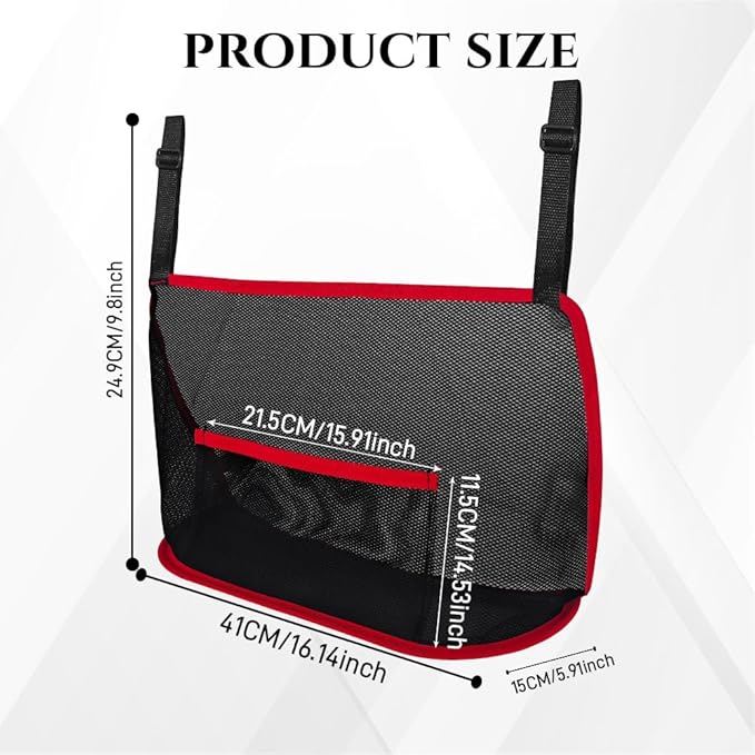 Car Net Pocket Handbag Holder, Purse Holder for Car, Driver Storage Netting Pouch for Handbag Purse, Mesh Vehicle Storage Organizer Between Front Seats Universal for SUV Truck RV (Red)