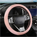 Steering Wheel Cover for Women and Men, Carbon Fiber Plush Steering Wheel Cover Soft Anti-Slip Comforting, Universal 15 Inches Steering Wheels Accessories (Deep Pink)