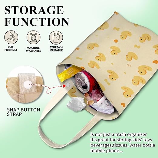Car Trash Can, Cute Car Trash Bag, Hanging Car Organizer and Storage Bag, Trash Bin for Car Accessories, Vehicle, Travelling, Camping Cute Yellow Duck
