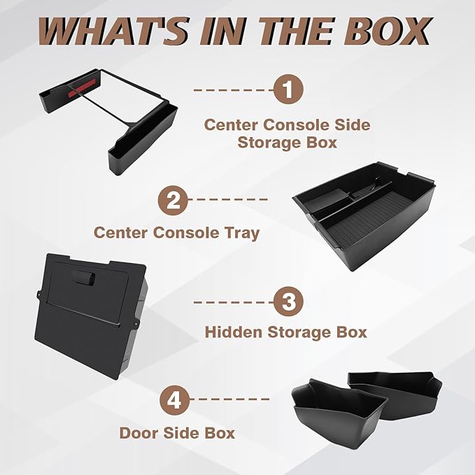 Muslogy Center Console Organizer Compatible with 2024 2025 Toyota Tacoma Accessories Interior Storage Box Insert Tray Phone Pocket(Console Organizer+Hanging Storage Hidden Box+Door Inserts Box)