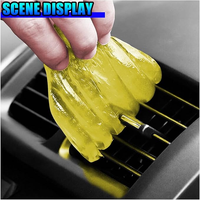 Car Cleaning Gel, No-Scratch Automotive Dust Cleaning Putty, Car Interior Cleaner Slime with Adsorption Capacity, Universal Vehicle Detailing Supplies for Most Cars (Yellow)