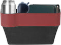 HARFINGTON Car Seat Gap Filler Organizer 10.2 x 6.5 x 3.1 Inch ABS+Leather Universal Car Organizer Storage Box Between Seat and Console (Left) with Cup Holders for Phone Sunglasses Keys, Red