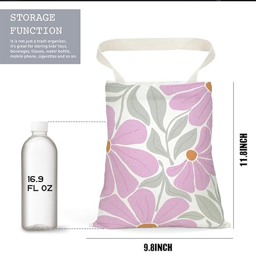 Pykfrhh Abstract Floral Car Trash Can, Car Trash Bag Hanging, Waterproof Cars Back Seat Hanging Organizer and Storage Trash Bags for Vehicle Travelling Camping