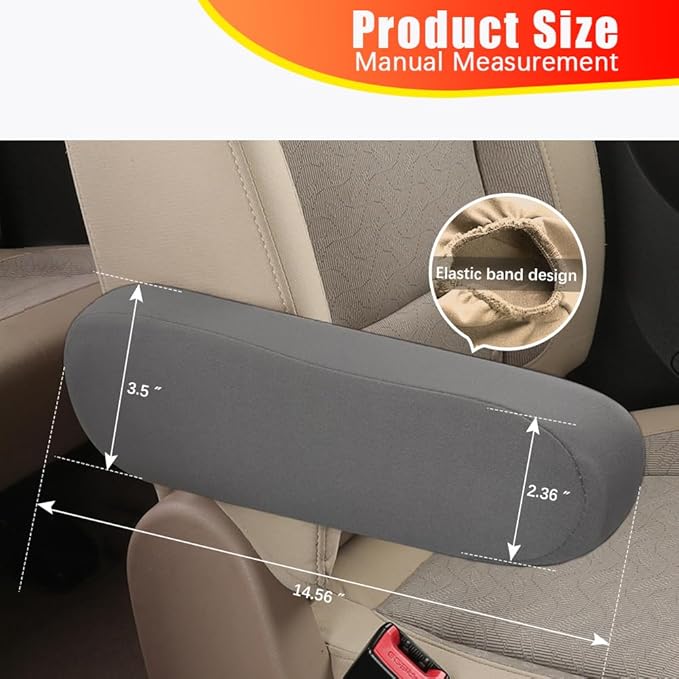Smeyta 2PC Car Front Seat Armrest Covers,Universal Size Seat Arm Rest Cover,Flat Cloth Fabric Armrest Cover,Car Interior Accessories(Gray,1Pair)