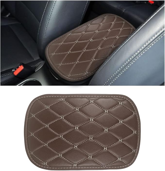 Auto Center Console Cushion Pad, Universal Waterproof Armrest Box Protection Pad/Cover Fit for Cars, Vehicles, SUVs, Comfort, Car Interior Accessories for Men Women (Brown/Beige)