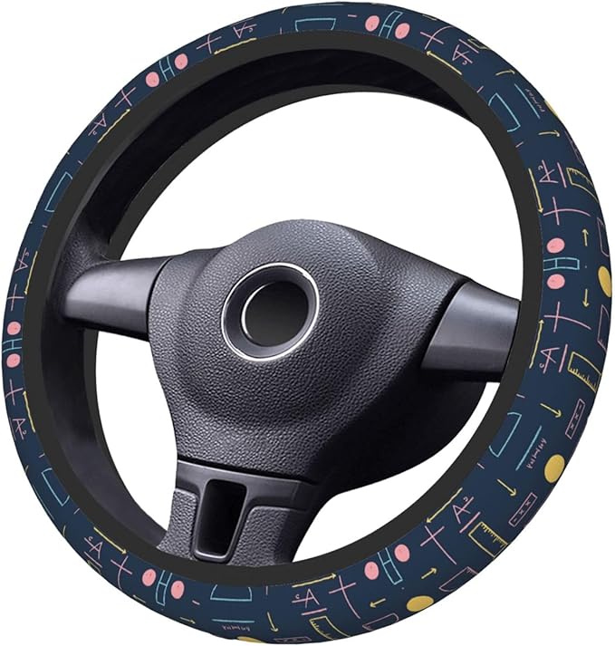 Math Equation Universal Fit Steering Wheel Cover for Car, Truck, and SUV, Durable Steering Wheel Protection
