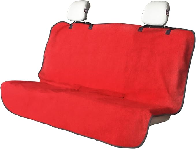 LoyaGour Back Seat Cover for Car Trucks Van SUV,Waterproof Rear Bench Towel Seat Covers for Dogs and Kids,Automotive Backseat Protector (Red)