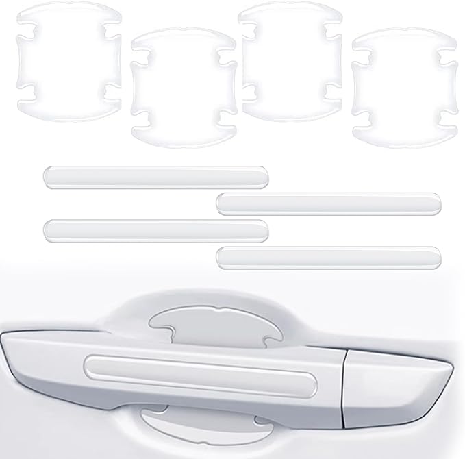 8Pcs 3D Transparent Car Door Handle Scratch Protector, Universal Bowl Side Paint Protection Stickers, Waterproof Anti-Scratch Paint Invisible Protection Film for Most Models.