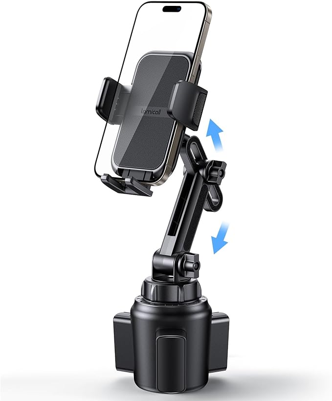 Lamicall Cup Phone Holders for Your Car - [Thick Cases Friendly] Universal Adjustable Cell Phone Car Mount for Truck Golf Cart iPhone 17 16 Galaxy S25 Ultra and All 4"-7" Smartphones