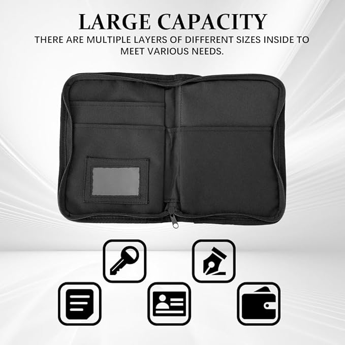 Car Registration and Insurance Holder, Vehicle Glove Box Organizer, Black Car Compartment Document Storage Bag, Automotive Interior Supplies for Essential Driver License and Various Cards