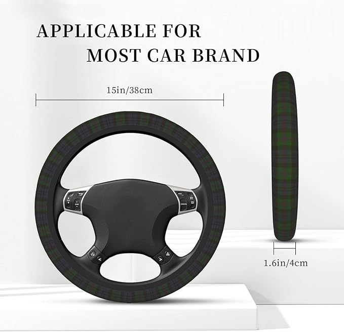 Thickened Elastic Steering Wheel Cover, Baird Clan Tartan Plaid Ultra, Soft, Breathable, Fit for Cars, SUVs, Trucks, Stylish Comfortable Grip