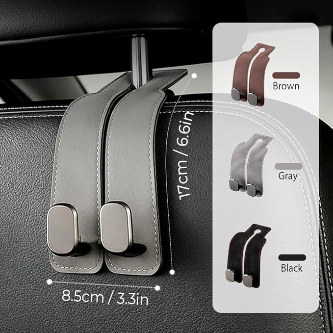 Car Seat Back Storage Hook, Heavy Duty Purse Holder for Car, Auto Back Seat Organizer Hanger for Bags, Groceries and Coats, Universal Vehicle Interior Accessories (A)
