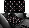 Car Center Console Cover, Waterproof Leather Bow Ribbon Vehicle Arm Rest Pad, Comfortable Automotive Interior Seat Box Armrest Protection Cushion Accessories, Universal Fit (Pink)