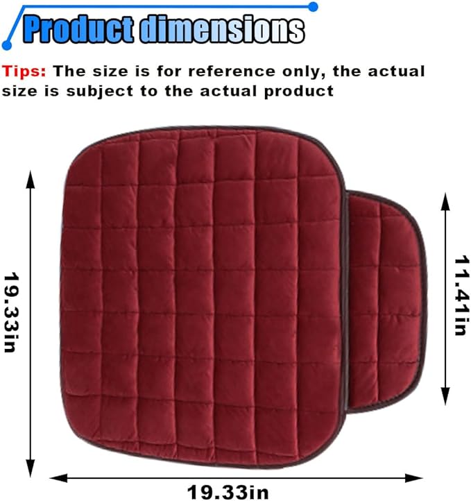 Car Seat Cushion, Soft Plush Vehicle Driver Seat Pad with Storage Pocket, Non-Slip Flat Rubber Bottom, Universal Seat Protector Cover for Truck, Car, SUV, Home, Office, Chair(Red)