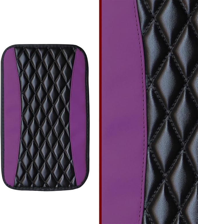Leather Car Armrest Box Pad for Corvette C8 Stingray/C8 Coupé/C8 Z06/C8.R/C8 LT2 LT6 2019-2023 Waterproof Armrest Center Console Protector Cover Universal Arm Rest Cushion,Purple, normal